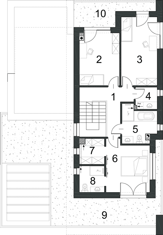 Rzut piętra w projekcie domu Kubiczny D30