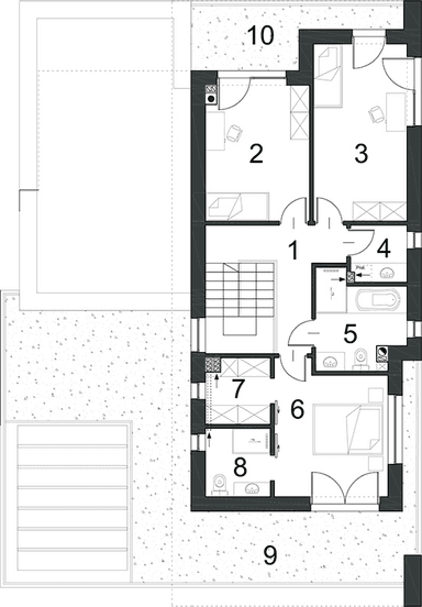 Rzut piętra w projekcie domu Kubiczny D30