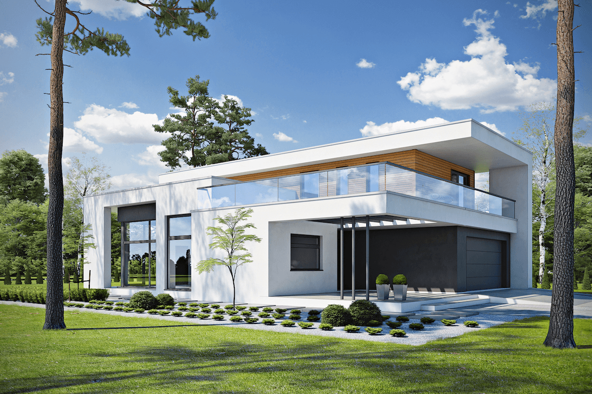 Wizualizacja domu z piętrem Kubiczny D30