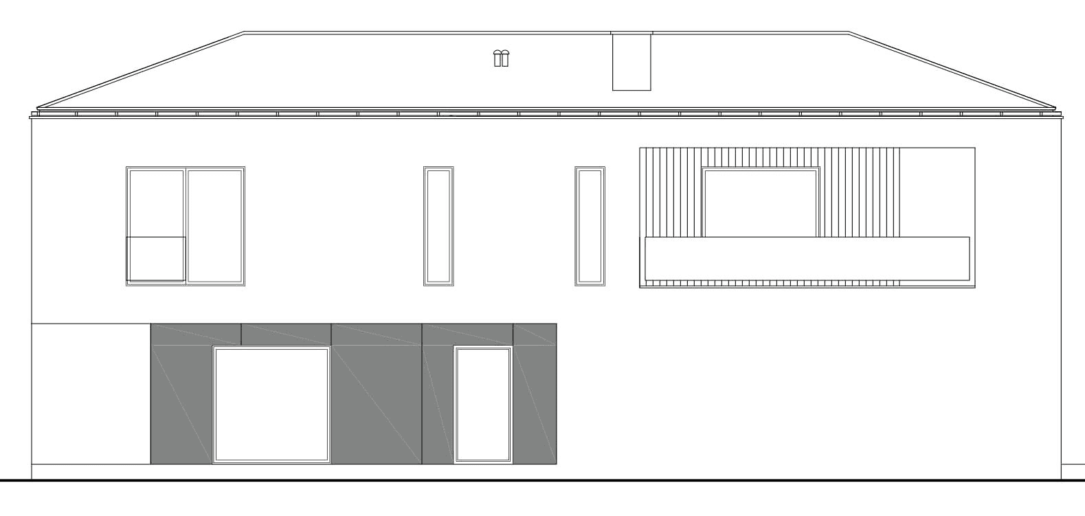 Elewacja lewa w projekcie domu Kubiczny D30 wariant I