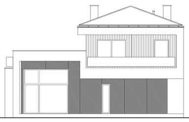 Elewacja tylna w projekcie domu Kubiczny D30 wariant I