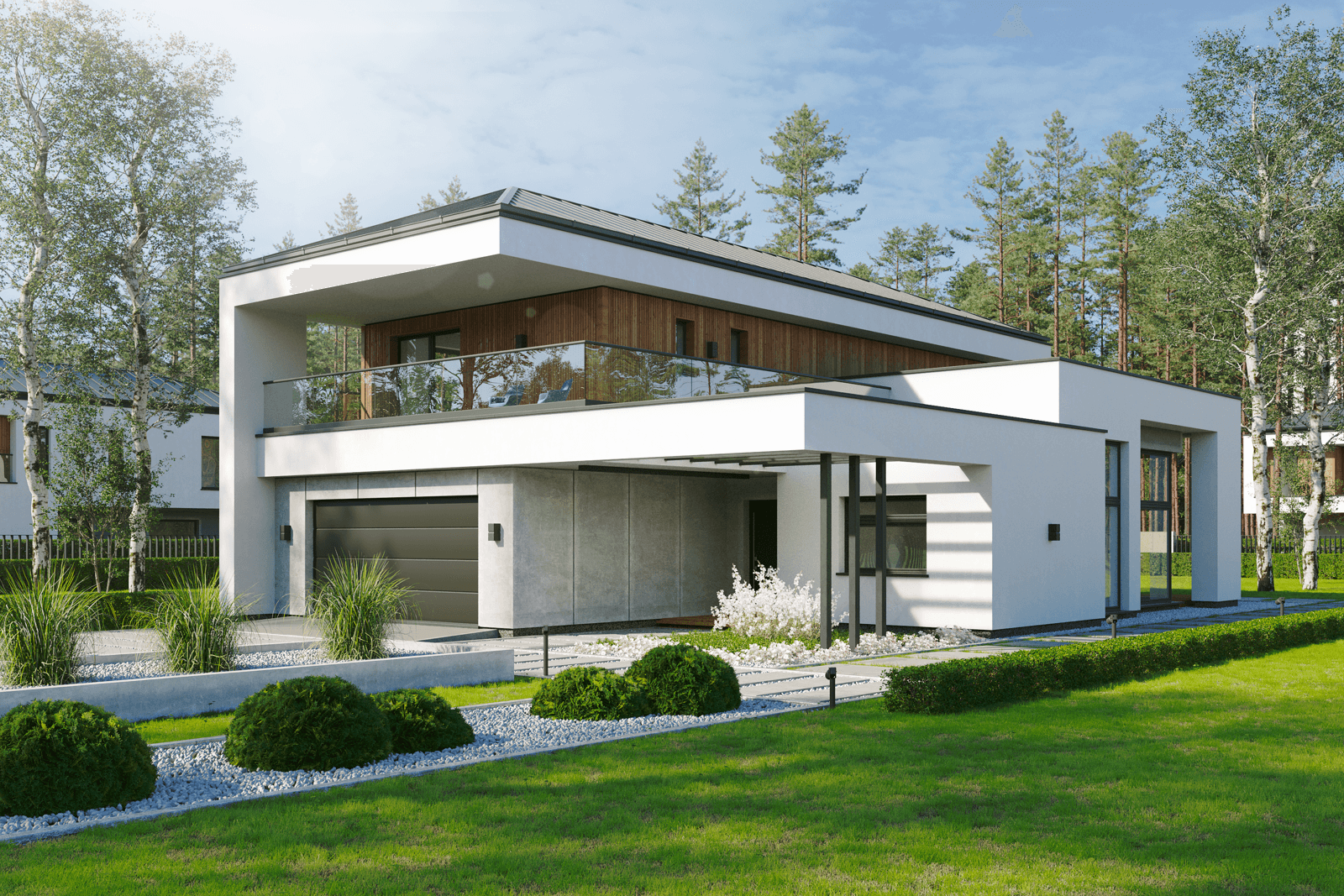 Wizualizacja projektu domu z piętrem Kubiczny D30 wariant I