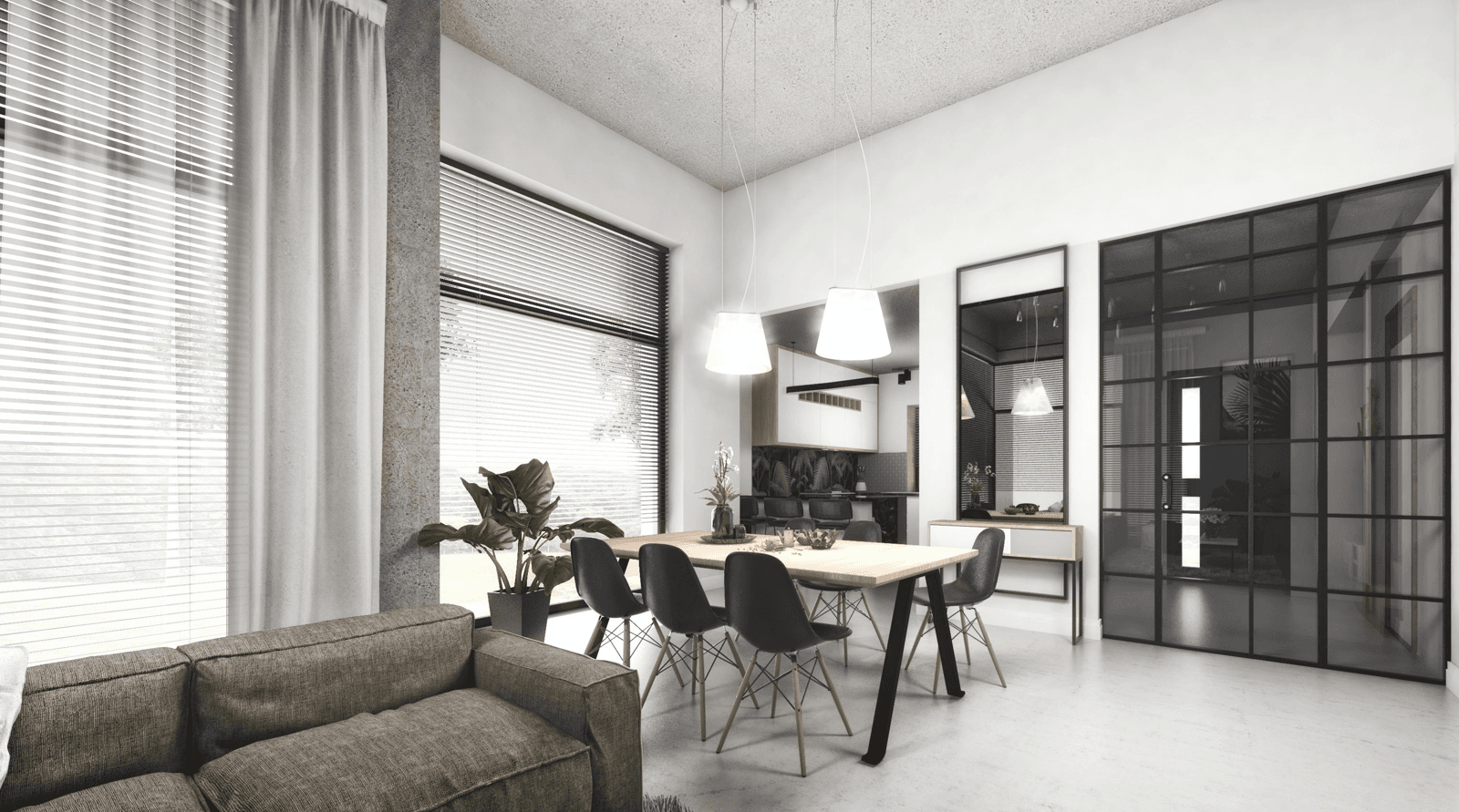 Piękny wnętrze domu Kubiczny D30 wariant I