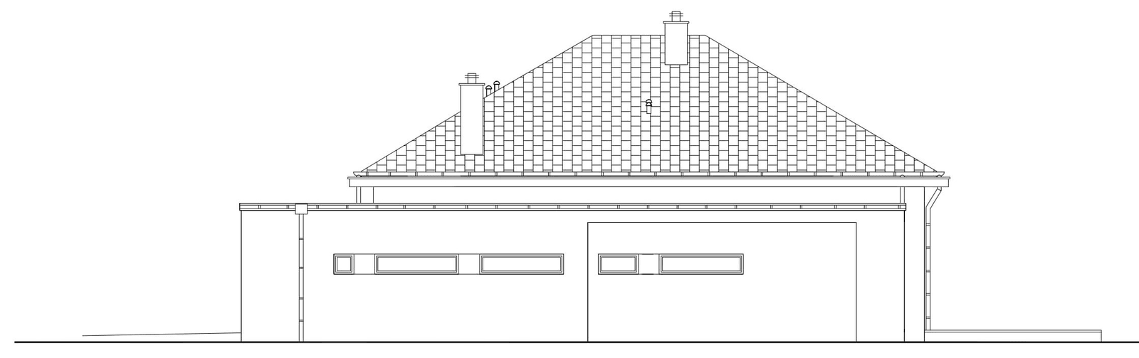 Elewacja prawa w projekcie domu Modernistyczny D12 wariant 1