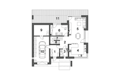 Rzut parteru w projekcie domu Modny D36