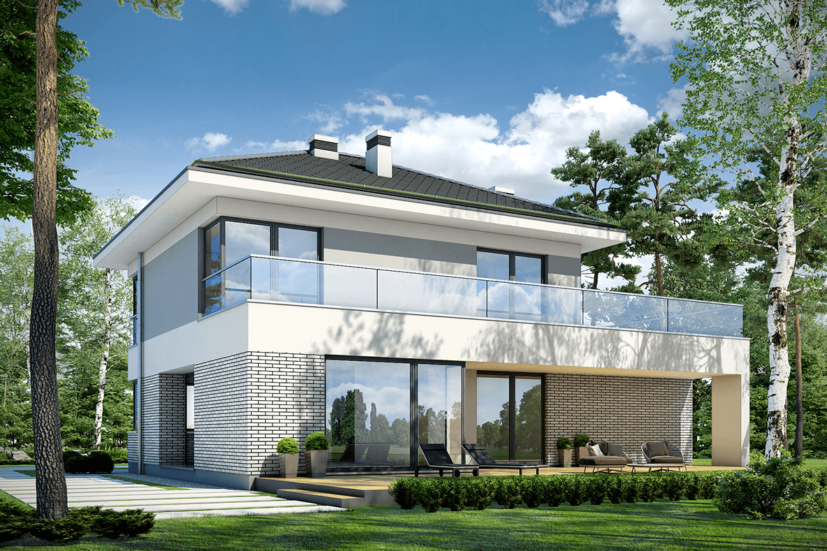 Projekt gotowy domu w stylu nowoczesnym piętrowy Modny D36