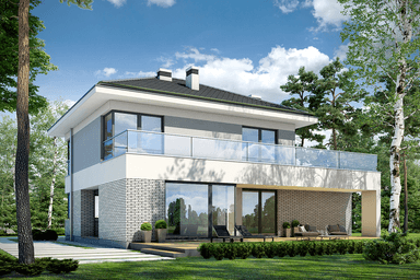 Projekt gotowy domu w stylu nowoczesnym piętrowy Modny D36