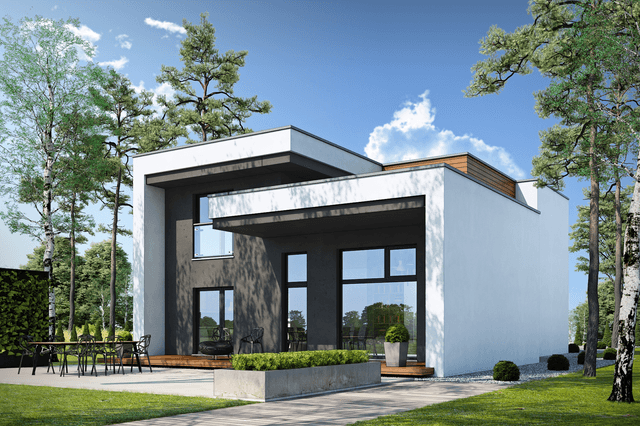 Widok na dom Modularny D28