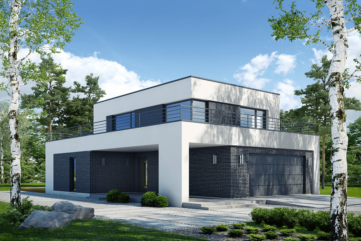 Wizualizacja projektu domu nowoczesnego Optymalny D37