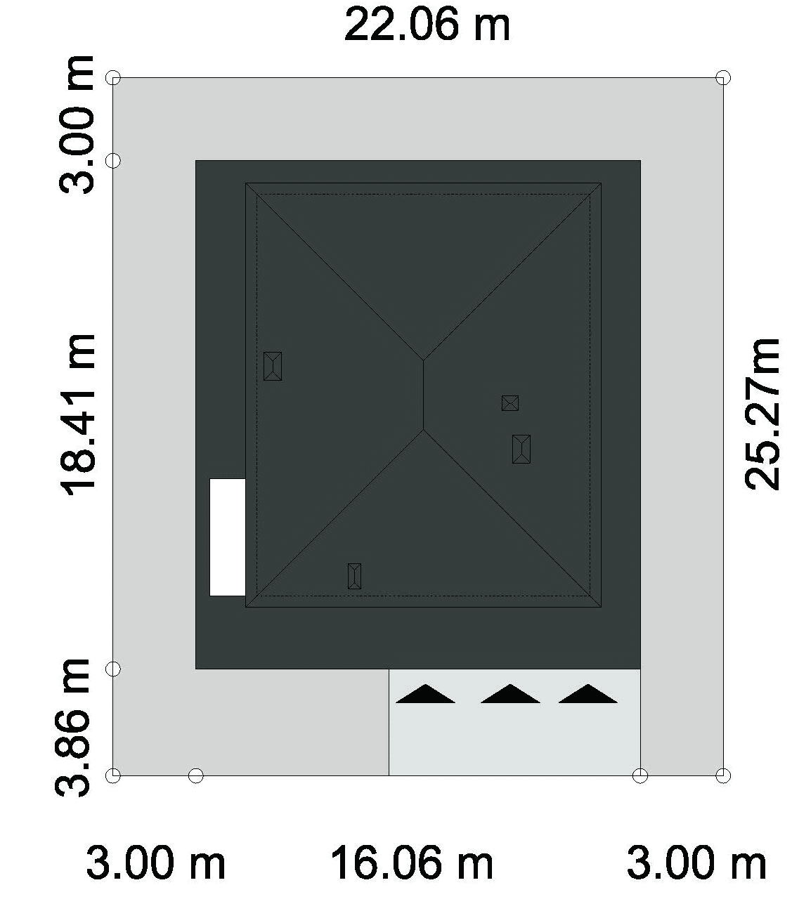 Usytuowanie domu na działce projektu domu Otwarty D42 wariant II