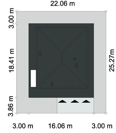 Usytuowanie domu na działce projektu domu Otwarty D42 wariant II
