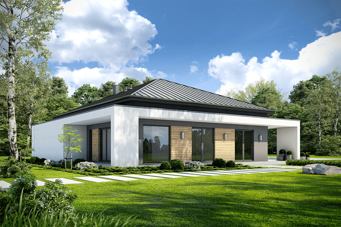 Projekt domu Otwarta D42 wariant II wizualizacja ogrodowa