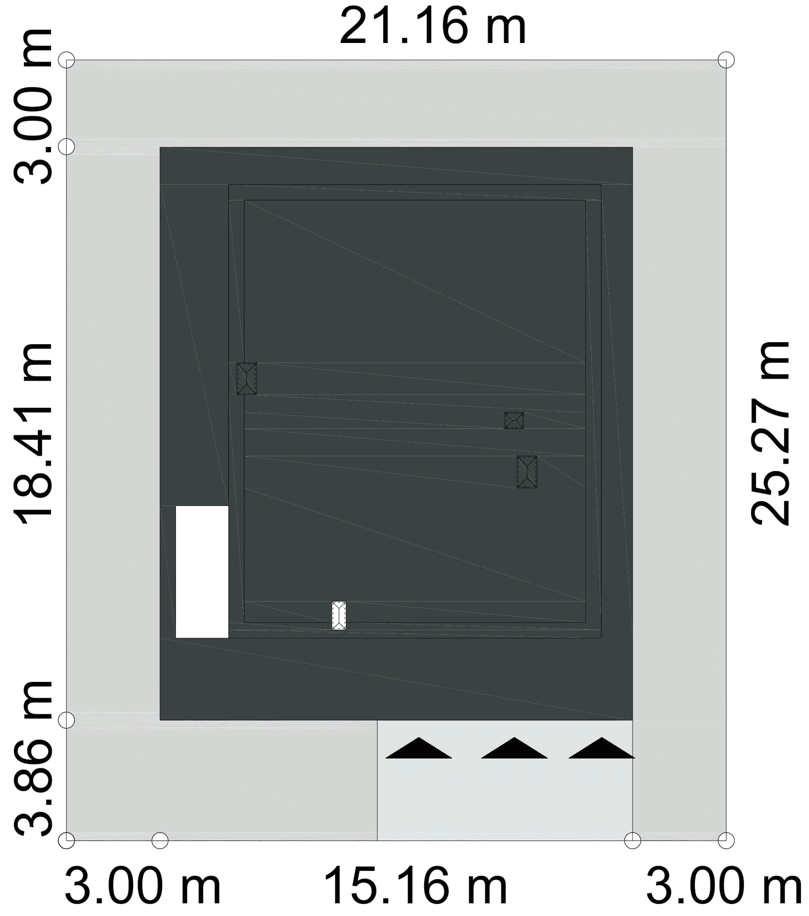 Usytuowanie na działce domu Otwarty D42 wariant III