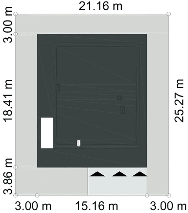 Usytuowanie na działce domu Otwarty D42 wariant III