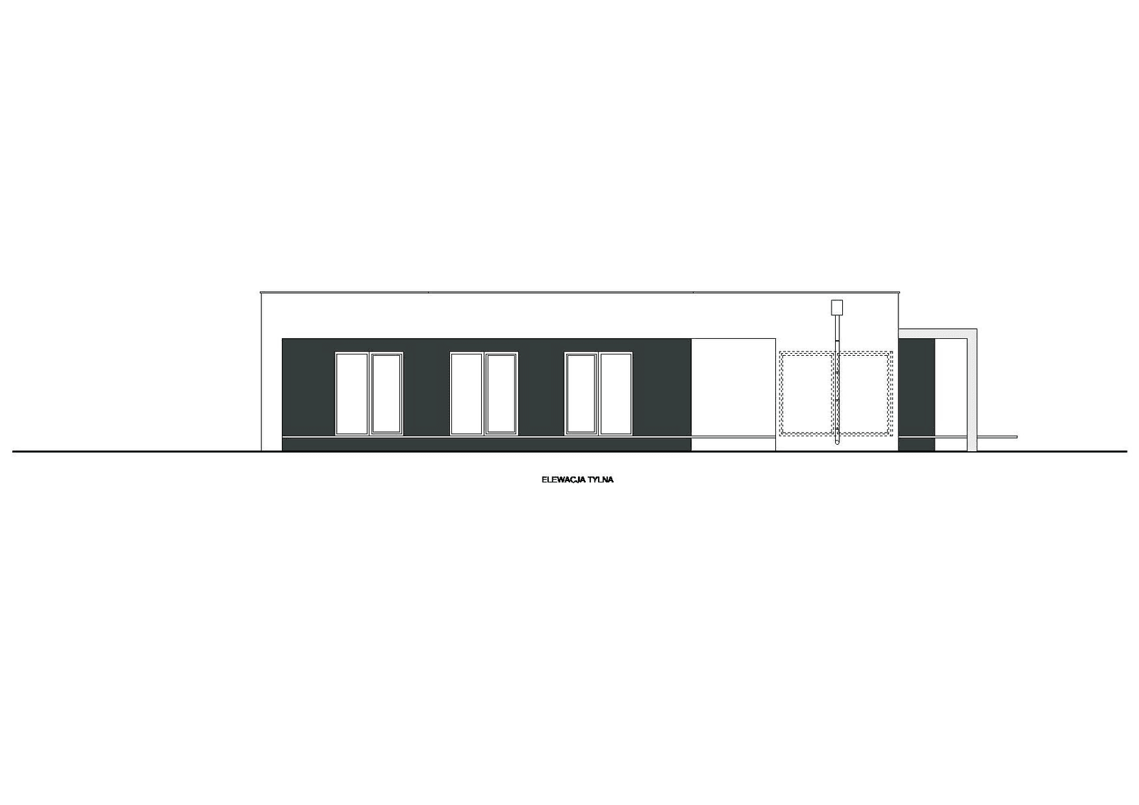 Elewacja tylna projektu domu przejrzysty D27