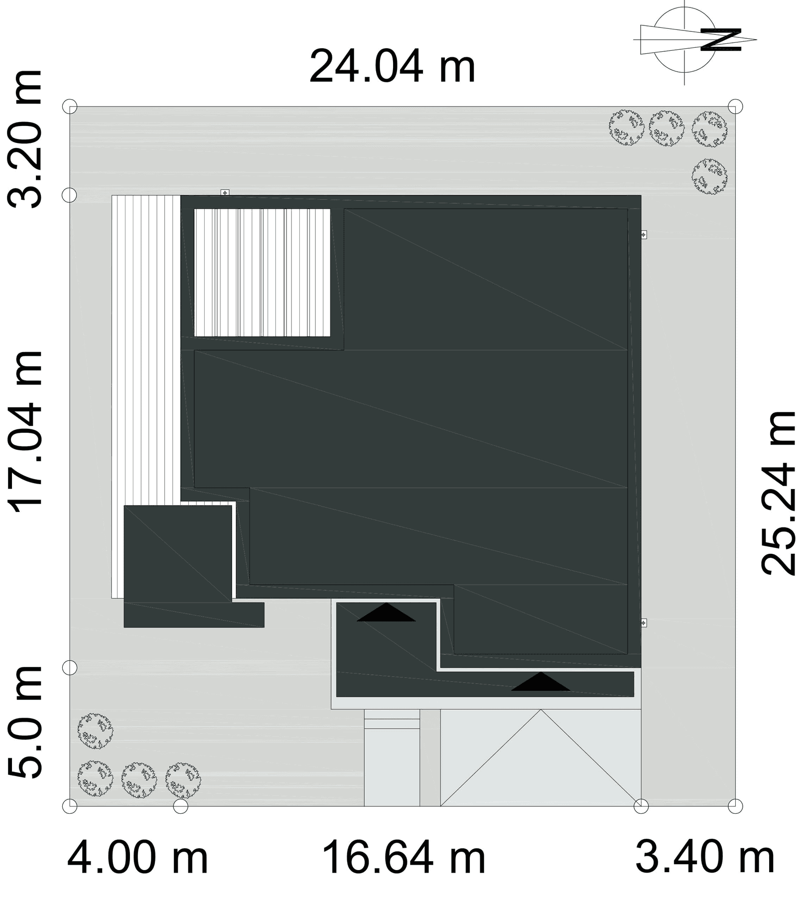 Rzut działki. Usytuowanie domu Przejrzysty D27 na działce