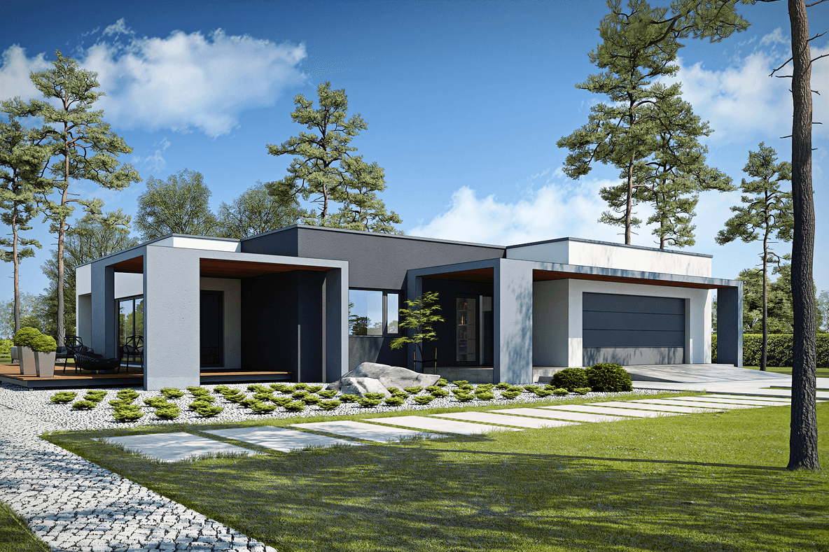 Wizualizacja projektu domu PRZEJRZYSTY D27
