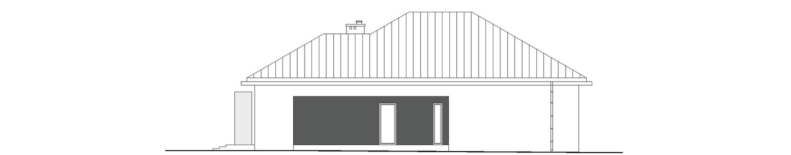 Elewacja prawa w projekcie domu Przejrzysty D27 wariant 1
