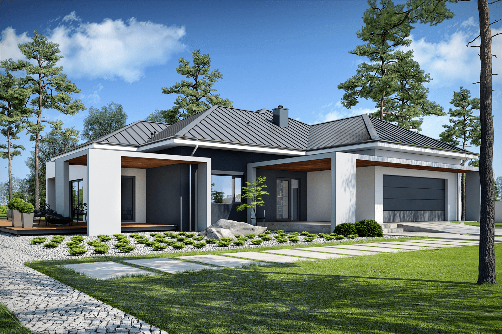 Wizualizacja projektu domu Przejrzysty D27 wariant 1