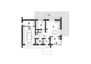 Rzut parteru w projekcie domu Przytulny D25