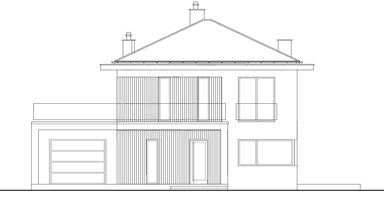 Elewacja frontowa w projekcie domu Przytulny 25 wariant I