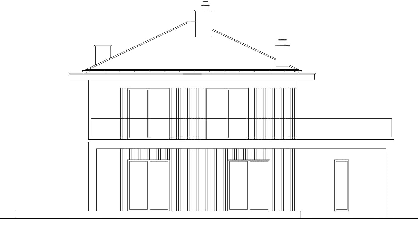 Elewacja tylna domu Przytulany 25 wariant I