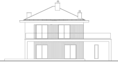 Elewacja tylna domu Przytulany 25 wariant I