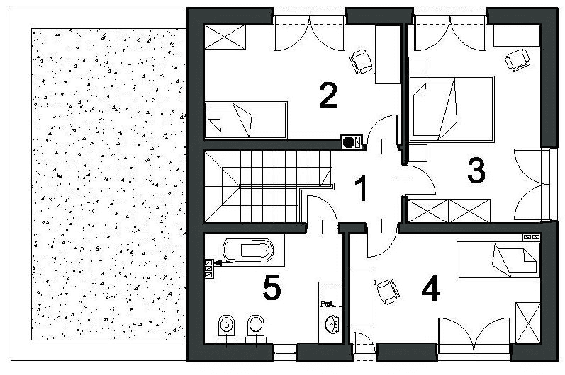 Rzut piętra domu Przytulny 25 wariant I