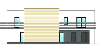 Elewacja lewa w projekcie domu Wąski D9