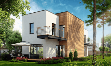 Wizualizacja domu Wąski D9 widok z ogrodu