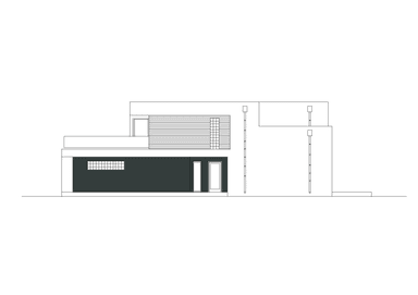Elewacja prawa w projekcie domu piętrowym Współczesny D31