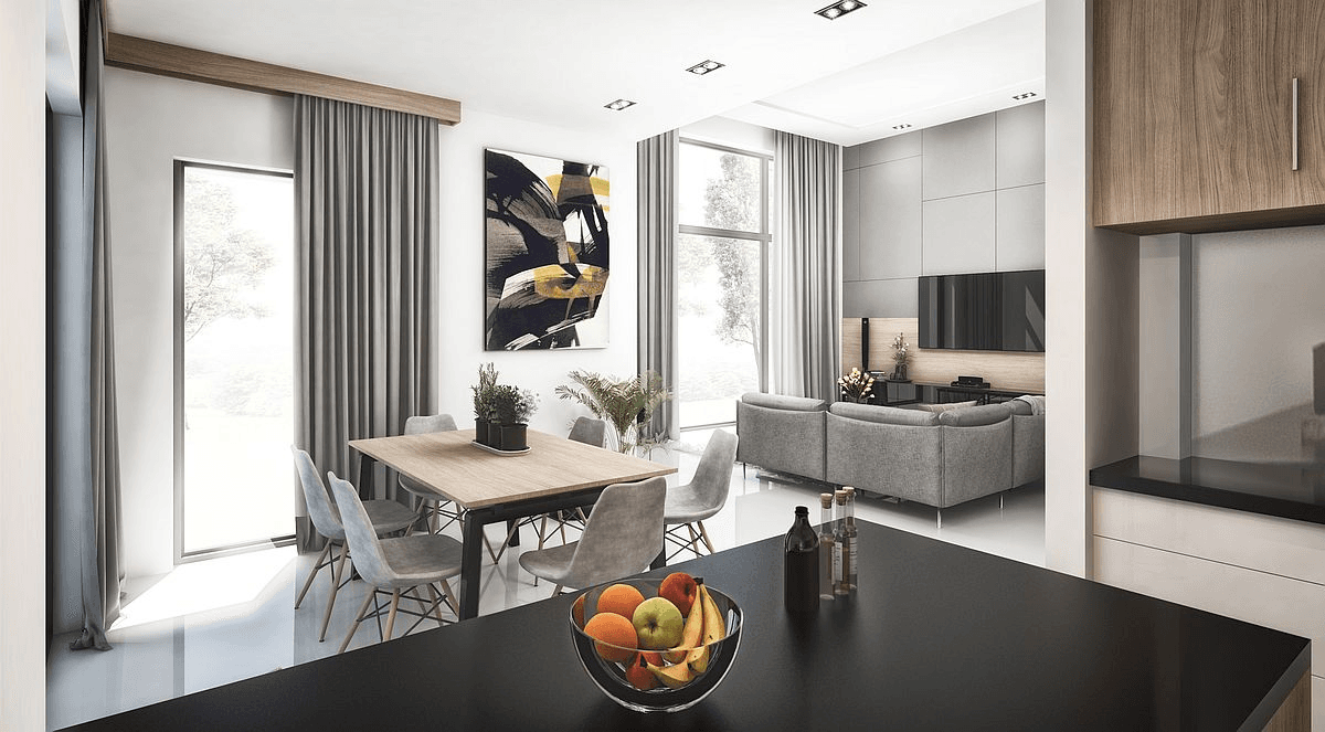 Jadalnia w projekcie domu piętrowym Współczeny D31