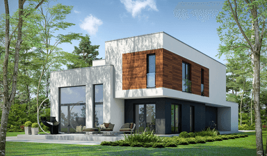 Widok na dom piętrowy Współczesny D31