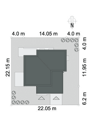 Usytuowanie domu na działce projekt Wygodny D6