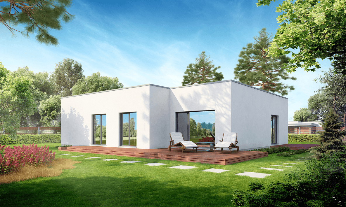 Wizualizacja projektu domu Wygodny D6 widok od ogrodu