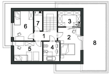 Rzut piętra w projekcie domu Wyjątkowy D41