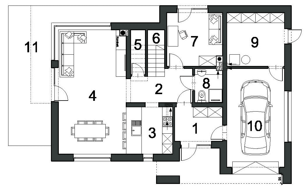 Rzut parteru projektu domu Wyjątkowy D41