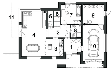 Rzut parteru projektu domu Wyjątkowy D41