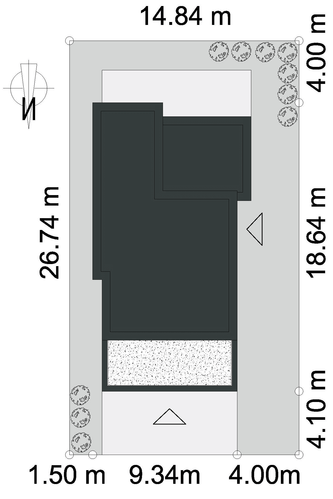 Rzut działki dla projektu domu Wyrazisty D46