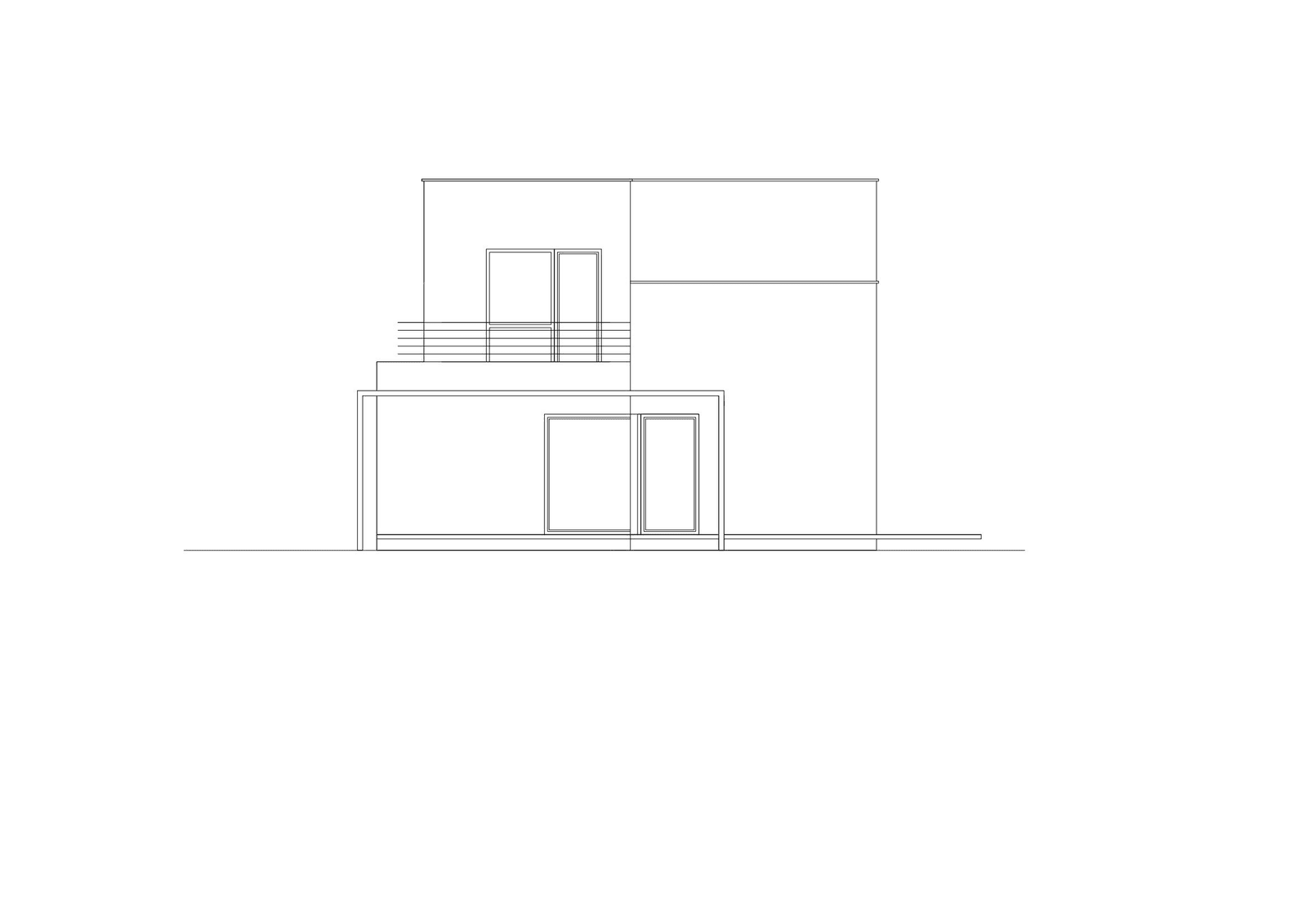 Elewacja prawa projektu domu jednorodzinnego Zorganizowany D14