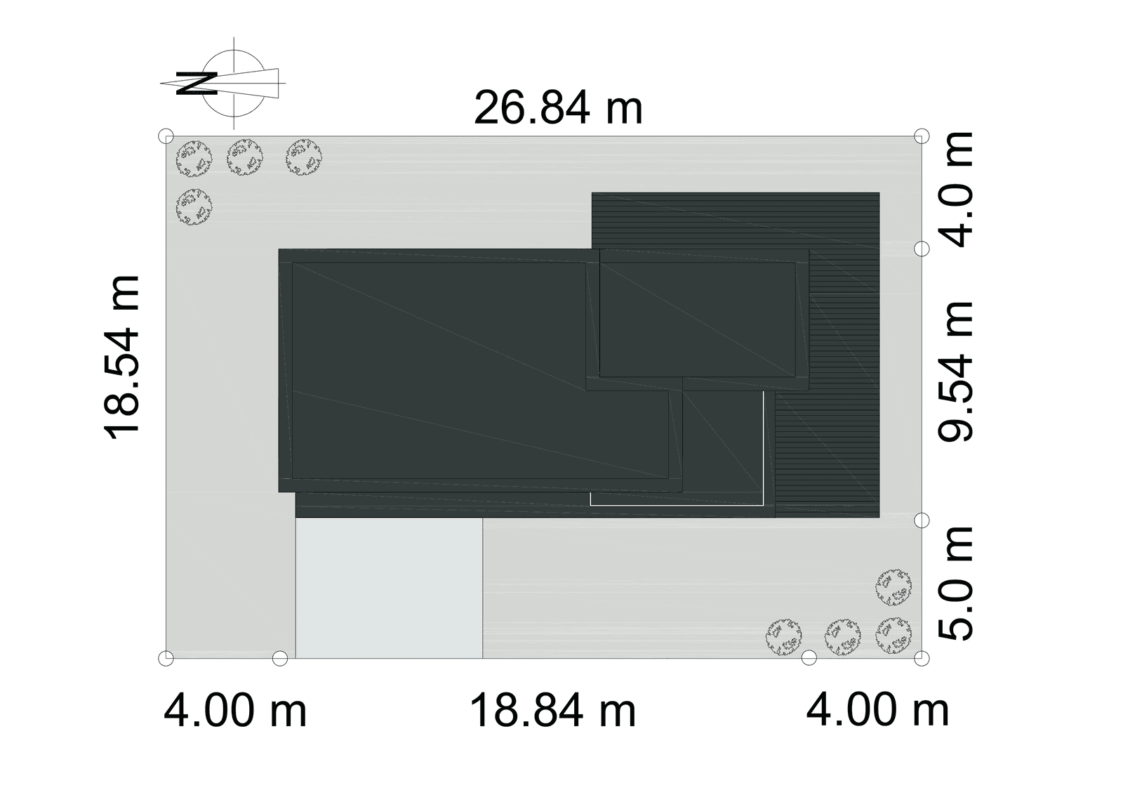 Usytuowanie domu Zorganizowany D14 na działce