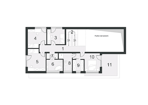 Rzut piętra w projekcie domu Zorganizowany D14