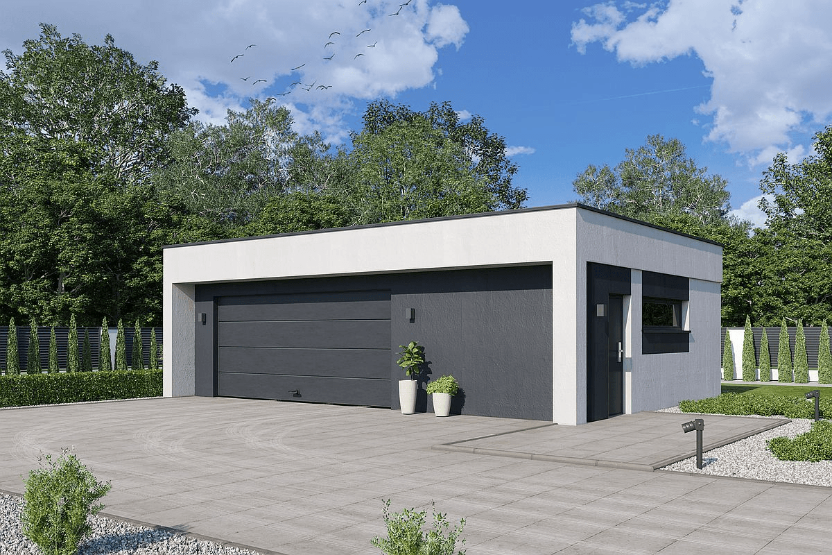 Wizualizacja projektu garażu dwustanowiskowego BK-1