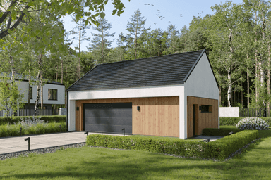 Projekt garażu BK-10 wizualizacja z dachem dwuspadowym