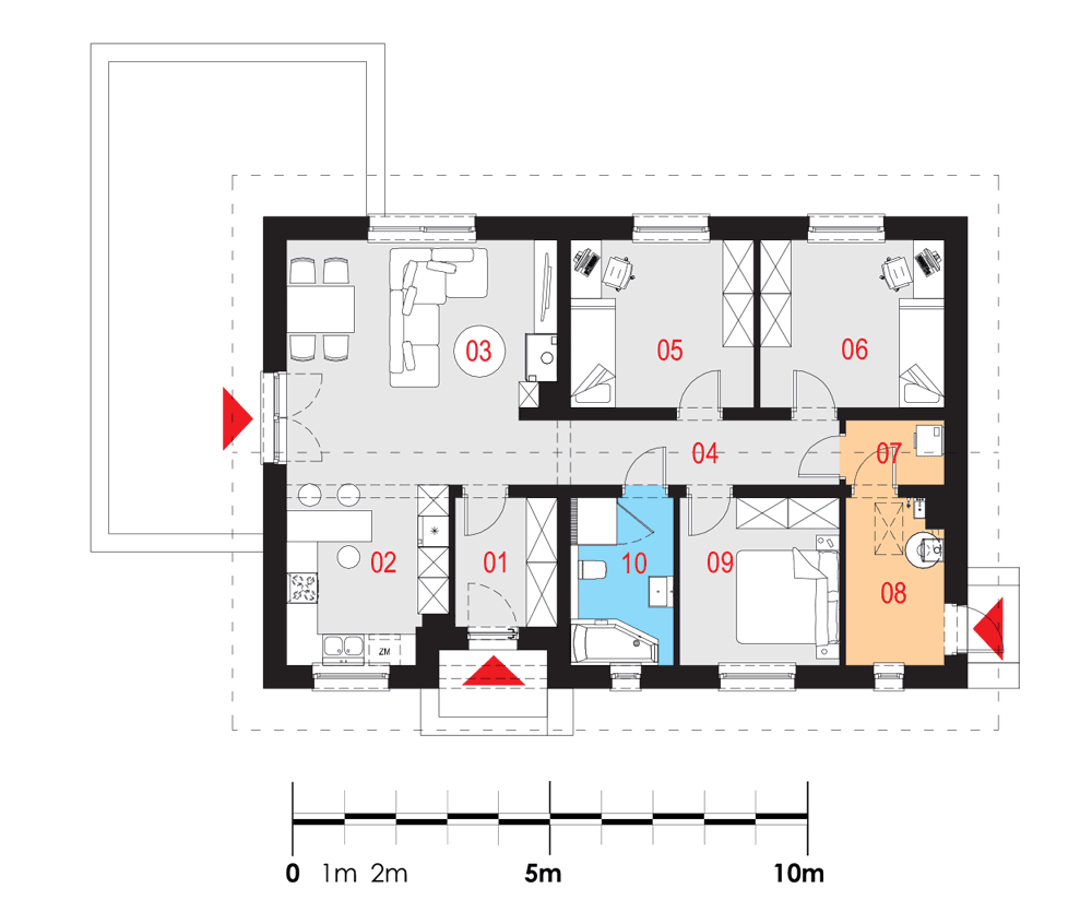 rzut parteru domu jednorodzinnego Basicus I