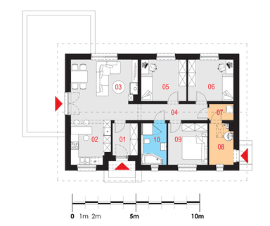 rzut parteru domu jednorodzinnego Basicus I