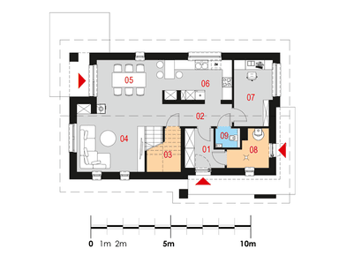 rzut parteru domu jednorodzinnego Caprinus I