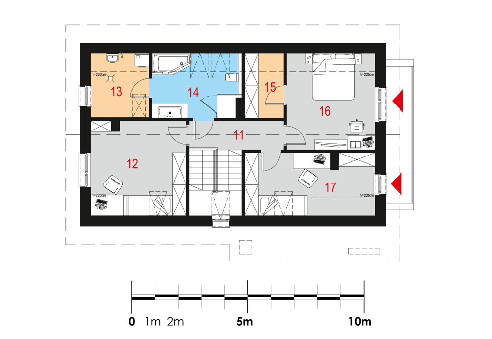 rzut poddasza domu jednorodzinnego Caprinus I