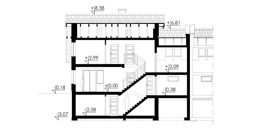 przekrój domu jednorodzinnego Duplicatus II PG1