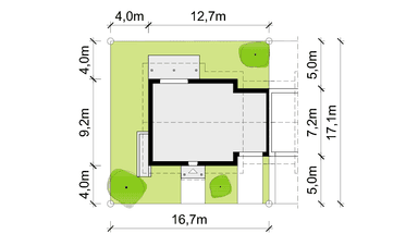 rzut usytuowania domu jednorodzinnego Duplicatus II PG1